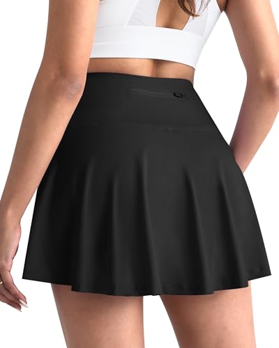 CHRLEISURE Women Tennis Golf Skirt with Pockets - High Waisted Golf Pleated Athletic Workout Dress Running Skort (AMZ072,White,M)