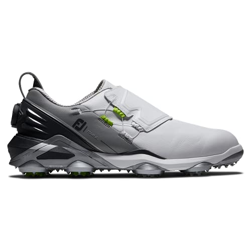 FootJoy Men's Tour Alpha Dual Boa Golf Shoe, White/Navy/Grey, 15