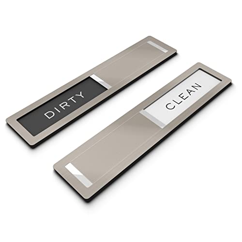 Dishwasher Magnet Clean Dirty Sign, Kubik Letters Premium Stainless Steel Grade 304, Kitchen Organizers and Storage Decor, Extra Adhesive Tapes Included.