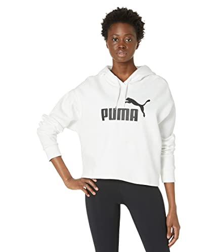 PUMA womens Essentials Cropped Logo Fleece Hoodie Hooded Sweatshirt, Puma Black, X-Small US