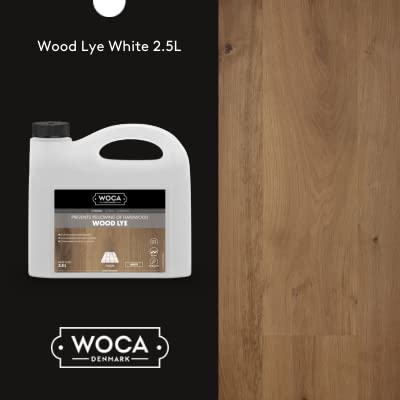 WOCA Denmark Wood Lye – Scandinavian Light Wood Stain for Whitewashing & Driftwood Effect – White, 2.5L – Reduces Yellowing on Indoor Wood