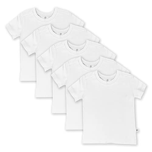 HonestBaby Multipack Short Sleeve T-Shirt Tee 100% Organic Cotton Infant Baby, Toddler, Little Kids Boys, Girls, Unisex, 5-Pack Sea Ombre, 5T