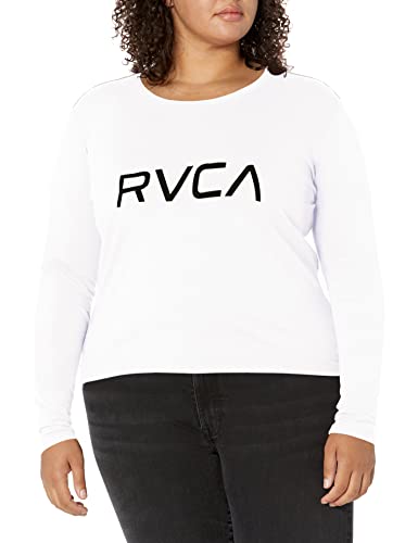 RVCA Women's RED Stitch Long Sleeve Graphic TEE Shirt, Big White, Small