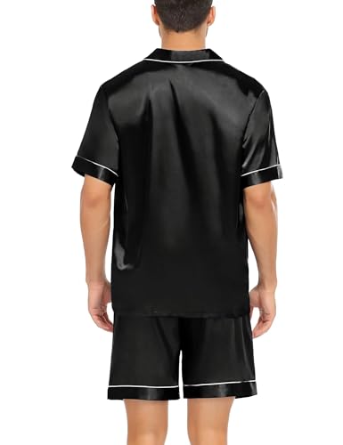 SWOMOG Women Matching Pajamas Sets Button Down Silk Pjs Short Sleeve Soft Lounge Sets 2 Pcs Loungewear Champagne