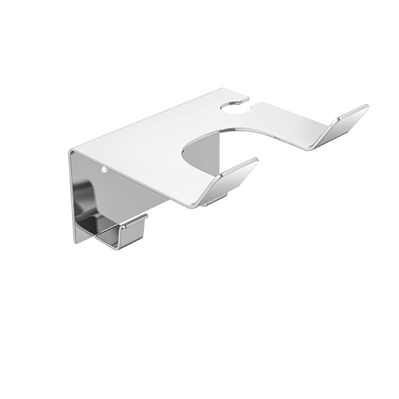 Hair Dryer Holder JWCE Blow Dryer Holder Wall Mounted Fit for Most Hair Dryers Self-Adhesive or Punch Installation for Bathroom (Silver)