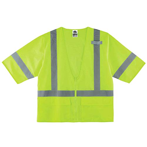 Ergodyne unisex adult Ansi High Visibility Lime Reflective Safety With Sleeves Type R Class 3 Standard Vest, Lime, Small-Medium US