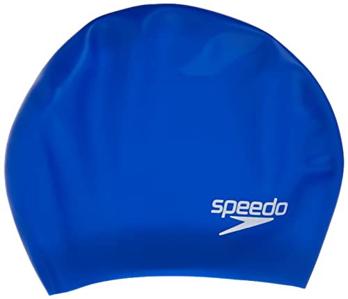 Speedo Unisex-Adult Swim Cap Silicone Long Hair Blue, One Size