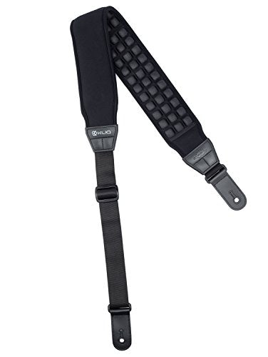 KLIQ AirCell Guitar Strap, Long, for Bass & Electric Guitar with 3" Wide Neoprene Pad and Adjustable Length from 49" to 61"(Long), Black
