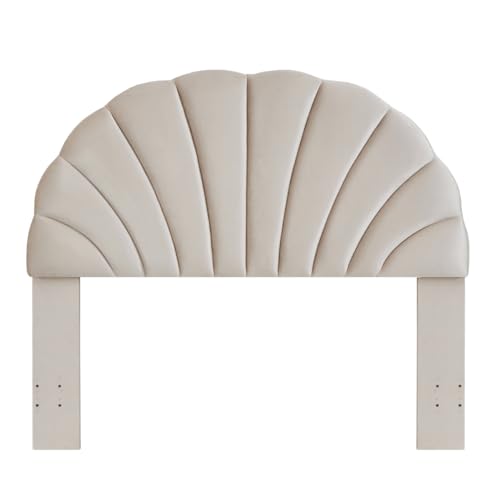 24KF Stunning Crown Design King Headboard, Upholstered Soft Velvet Petal Pattern Headboard King/CA King-Violet