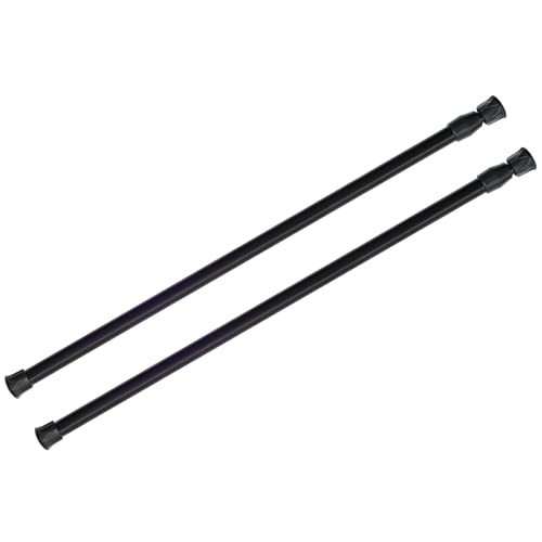 KXLife 2 Pack Spring Tension Curtain Rod for Window 16 to 28 Inch, Expandable Adjustable Small Curtain Tension Rods No Drill for Kitchen, RV, Cupboard, Refrigerator(Black)