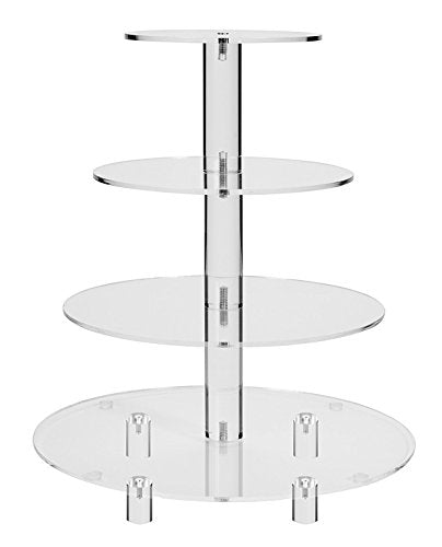 Jusalpha 4 Tier Round Acrylic Cupcake Stand-cake stand-dessert stand, cupcake Tower (4 Tier With Base) (4RF-Small)