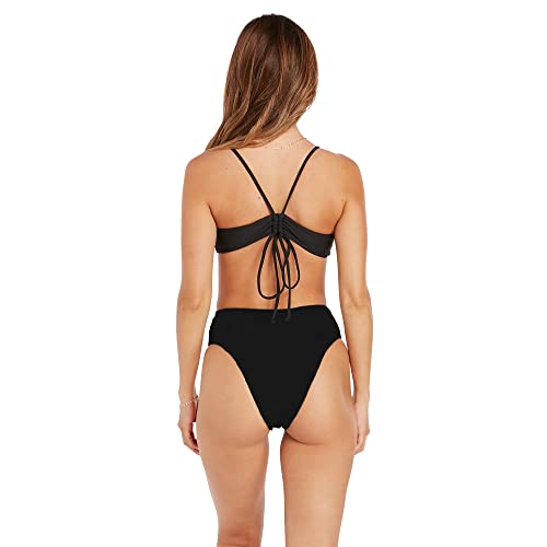 Volcom Women's Standard Simply Seamless Retro Swimsuit Bikini Bottom, Black, Small