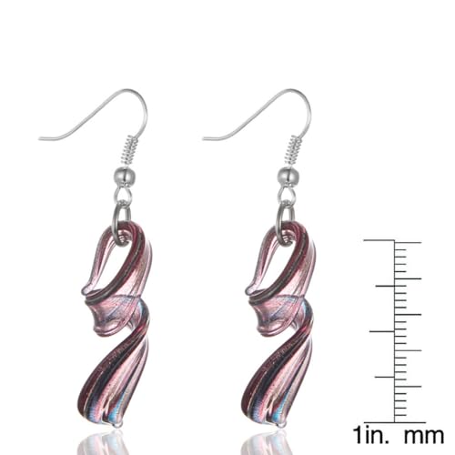 BESHEEK Handmade Murano Inspired Gorgeous Artist Made Pink Purple Blue Twist Glass Dangle Earrings | Handcrafted Blown Hypoallergenic Artisan Lampwork Italian Style Jewelry (Twist)