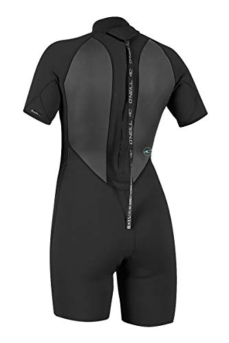 O'Neill Women's Reactor-2 2mm Back Zip Short Sleeve Spring Wetsuit, Black/Black, 8