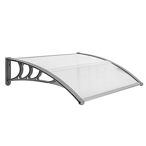 VINGLI Window Awning Door Canopy Exterior, 30" x 40" Awnings for Doors Polycarbonate Cover Patio Door Awning Rain Snow Sunlight Protection Hollow Sheet (Brown Board & Black Bracket)