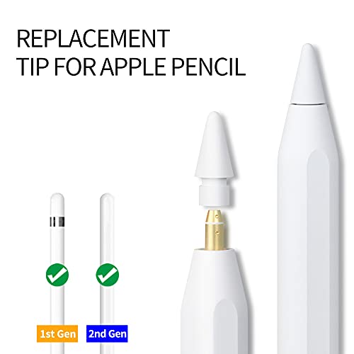 Replacement Tips Compatible with Apple Pencil 2 Gen iPad Pro Pencil - iPencil Nib for iPad Pencil 1 st/Pencil 2 Gen White 12 Pack