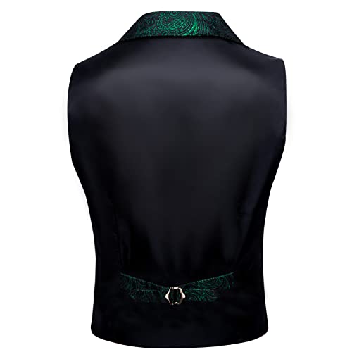 Barry.Wang Mens Victorian Vest Black Gold Paisley Steampunk Gothic Tailored Collar Waistcoat