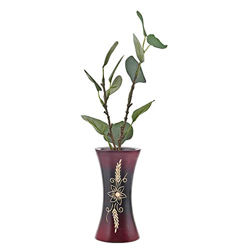 AeraVida Pretty Asian Flower Red and Black Natural Mango Tree Wood Flower Vase | Modern Farmhouse Home Décor | Kitchen Bedroom Living Room Home Decoration