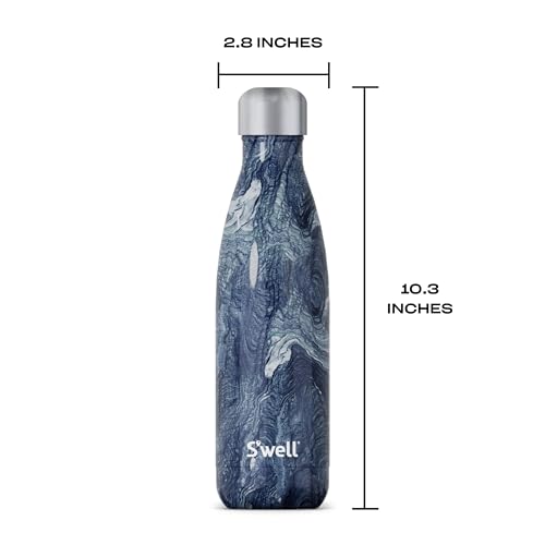 S'well Stainless Steel Water Bottle, 17oz, Azurite Marble, Triple Layered Vacuum Insulated Containers Keeps Drinks Cold for 36 Hours and Hot for 18, BPA Free, Perfect for On the Go