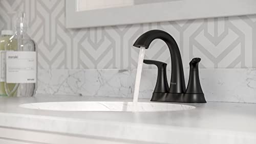 Pfister Weller Bathroom Sink Faucet, 4-Inch Centerset, 2-Handle, 3-Hole, Matte Black Finish, LG48WRPB