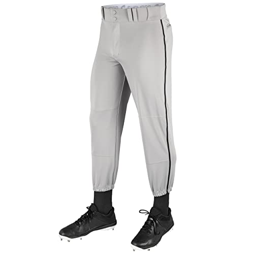 CHAMPRO Male Kids Triple Crown Classic Baseball Pant with Braid, Grey , Black Pin, X-Small