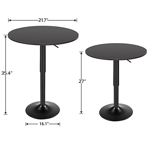 HOOBRO Bar Table, Height-Adjustable Round Pub Table 27-35.4 Inches, Cocktail Table with Sturdy Base, Modern Style, Easy to Assemble, Suitable for Small Space, Black BK58BT01G1