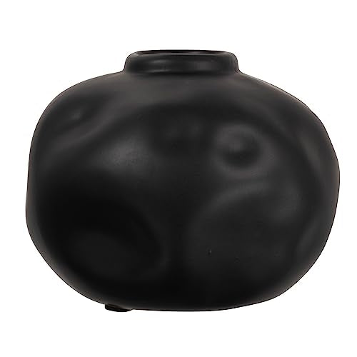 Creative Co-Op Pinched Organic Shape Terracotta, Matte Black Vase