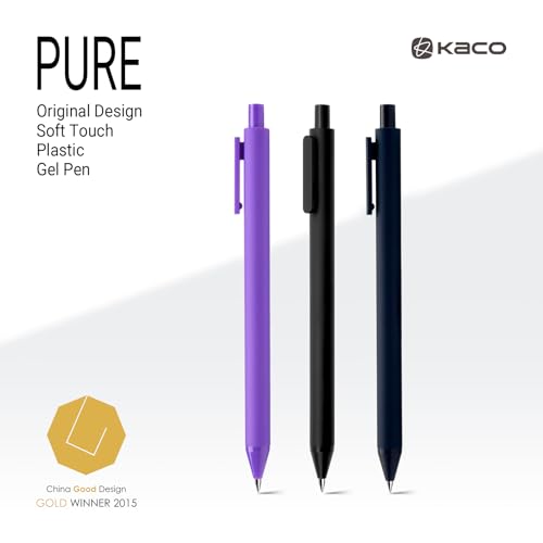 Kaco PURE Black Gel Pens, 20 Pieces 0.5 mm Fine Point Aesthetic Pens Quick Drying Smooth Writing Stationery Office Supplies (20 Black Ink)