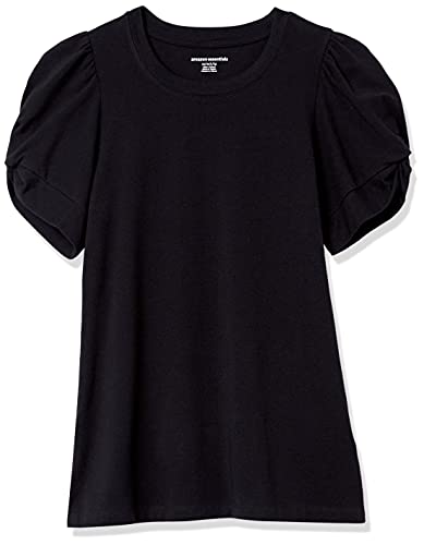 Amazon Essentials Women's Classic-Fit Twist Sleeve Crewneck T-Shirt, Black, X-Small