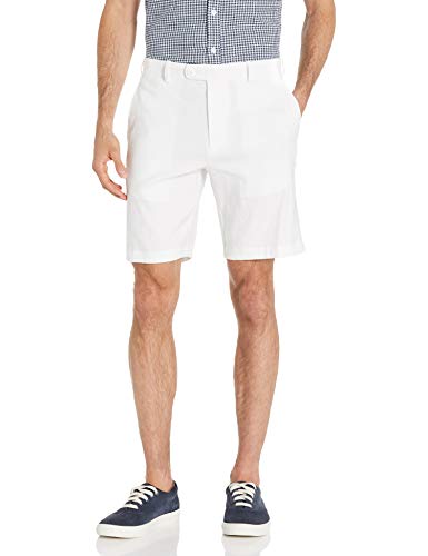 Cubavera Men's Linen-Blend Dress Shorts, Comfortable Fit, 9 Inch Inseam, Breathable, Stretch & Durable Mens Chino Shorts (Sizes 30-40), Brilliant White, 30