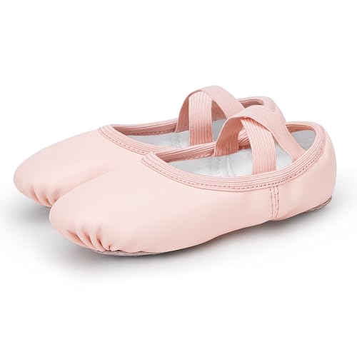 Stelle Ballet Shoes for Girls Toddler Dance Slippers PU Leather Boys Ballerina Shoes for Toddler/Little Kid/Big Kid/Women(Ballet Pink,3ML)