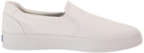 Keds Women's Pursuit Slip ON Sneaker, White Leather, 12 Wide