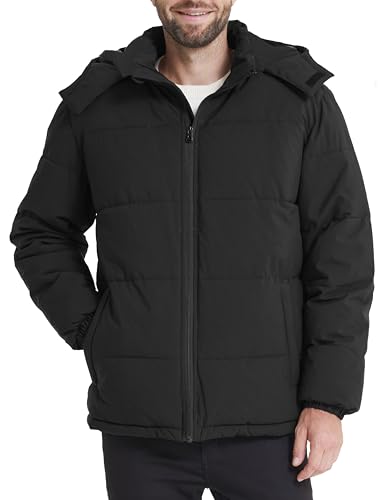 wantdo Men's Parka Jacket Thicken Winter Coat Waterproof Rain Jacket (Black, Small)