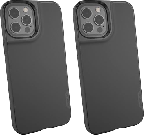 Smartish iPhone 12/12 Pro Slim Case - Gripmunk [Lightweight + Protective] Thin Cover (Silk) - Black Tie Affair (Pack of 2)