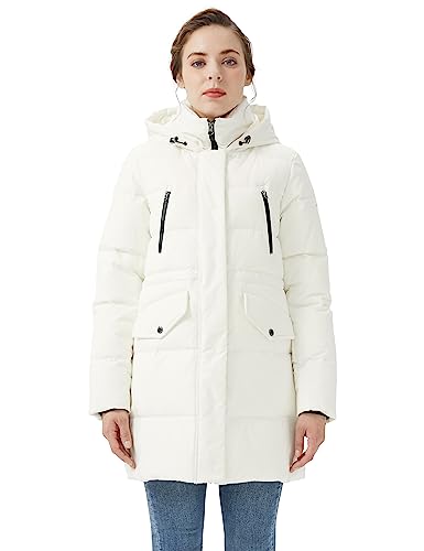 Orolay Women's Puffer Winter Down Coat Thickened Parka Jacket with Hood White XS