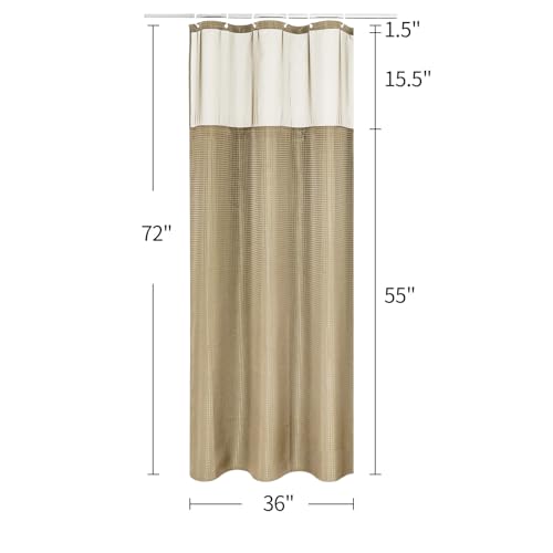 MitoVilla Ivory Long Shower Curtain 72 x 78, 78 inches Long Cloth Mesh Top Window Shower Curtains for Hotel Spa Bathroom Decor, Beige Waffle Fabric Shower Curtain Set with Snap-in Liner