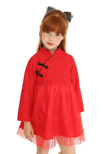 Mud Kingdom Toddler Girl Special Occasion Dresses Chinese New Year Traditional Red 2T