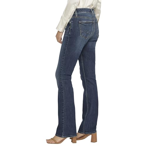 Silver Jeans Co. Women's Elyse Mid Rise Comfort Fit Slim Bootcut Jeans, Med Wash ECF258