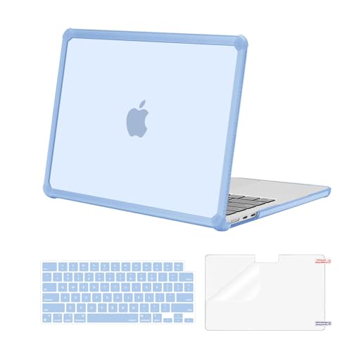 MOSISO Compatible with MacBook Air 13 inch Case 2025 2024 2023 2022 M4 A3240 M3 A3113 M2 A2681,Anti-Cracking Heavy Duty TPU Bumper Hard Case&Keyboard Skin&ScreenFilm for MacBook Air 13.6, Purple