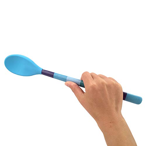 French Bull Easy Grip Melamine Handle Silicone Non-Stick Heat Resistant BPA-Free Chef Kitchen Utensils for Cooking, Mixing, Baking, Set of 3, Blue