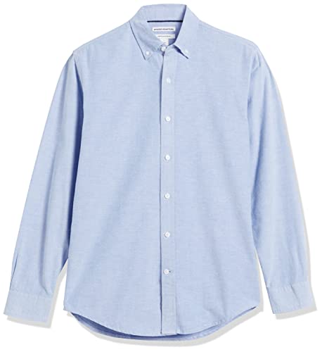 Amazon Essentials Men's Regular-Fit Long Sleeve Oxford Shirt, Blue, X-Small