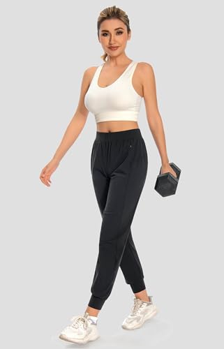Hooxum Women Joggers Pants Athletic - Lightweight Lounge Pants Soft Sweatpants with Pocket for Workout Casual Jogging Running Black-S