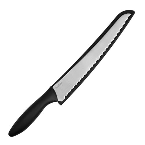 Kershaw 8-Inch Serrated Bread Knife - Razor Sharp Stainless Steel Blade for Clean Cuts and Fewer Crumbs, Ergonomic Handle, Includes Sheath