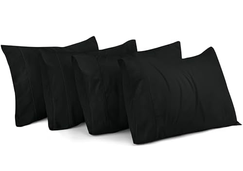 Utopia Bedding Toddler Pillowcases 13" x 18" - 4 Pack - Envelope Closure - Soft Brushed Microfiber Fabric - Shrinkage and Fade Resistant Pillow Covers Inches (Toddler, Black)