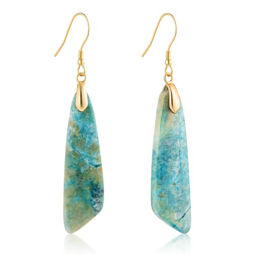 SELOVO Cyan Stone Earrings for Women Trendy Boho Dangle Drop Earrings Gold Tone