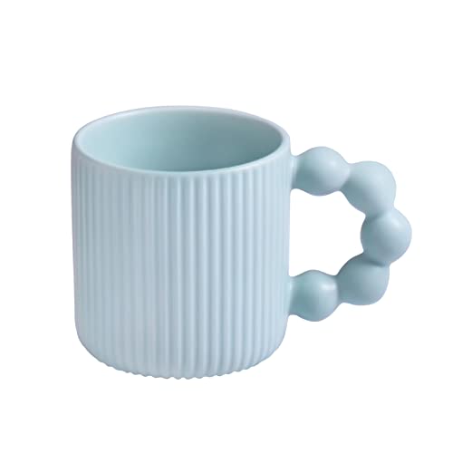 Koythin Ceramic Coffee Mug, Cute Creative Vertical Cup Body Gourd Handle Design for Office and Home, Dishwasher and Microwave Safe, 12 oz/350 ml for Latte Tea Milk (Light Blue)