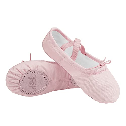 Stelle Ballet Shoes for Girls Women Canvas Ballet Slippers Dance Ballerina Shoes for Toddler/Little Kid/Big Kid/Women(2ML,White)