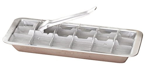Vintage Kitchen Ice Cube Tray – 18 Slot Ice Cube Maker with Easy Release Handle – Aluminum Metal – 11” L x 4” W x 1 ¾” H Silver