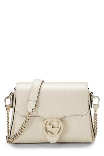 Gucci, Pre-Loved White Leather Interlocking Shoulder Bag Small, White