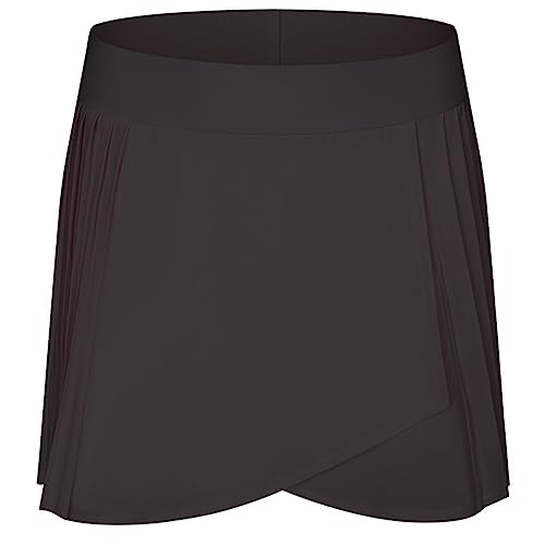 Raroauf Women's Pleated Tennis Skirts Lightweight Athletic Golf Skorts with Shorts Pockets Workout Running Clothes Black US 4(S)